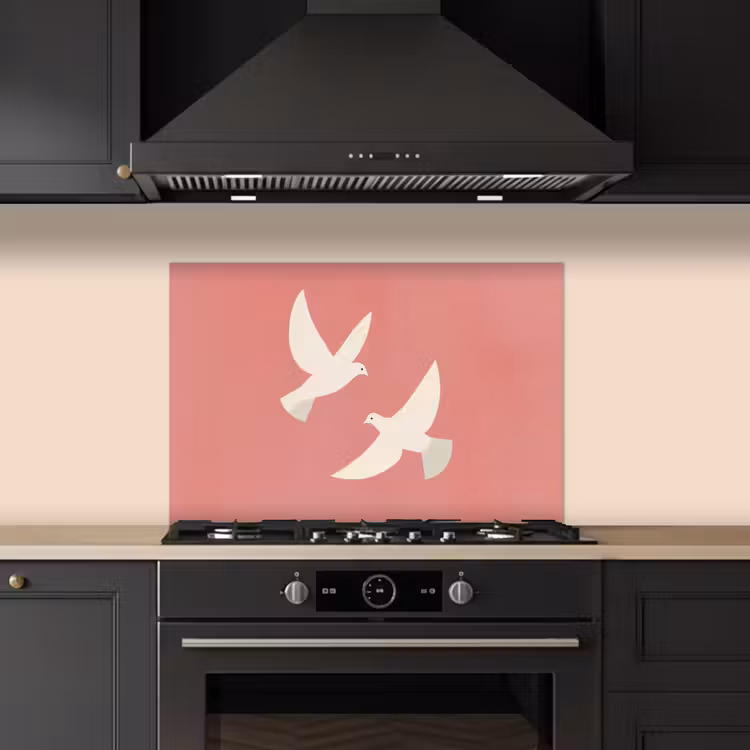 Spatscherm keuken - Duiven - Wit - Sierlijk — 2