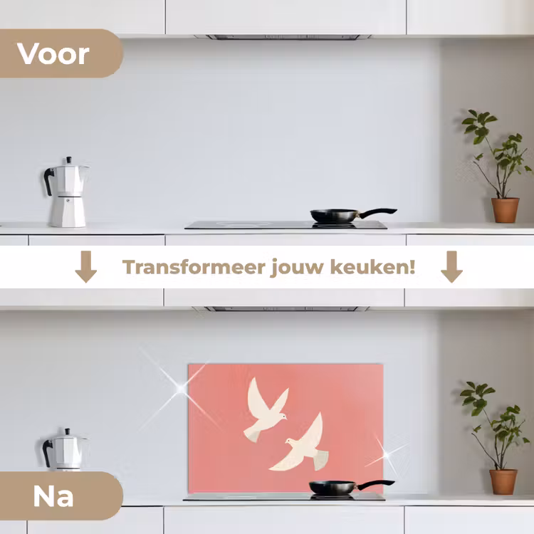 Spatscherm keuken - Duiven - Wit - Sierlijk — 3