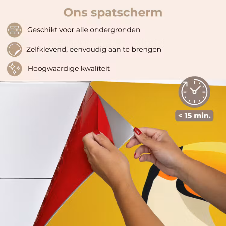Spatscherm keuken - Toekan - Minimalistisch - Snavel - Oranje — 4