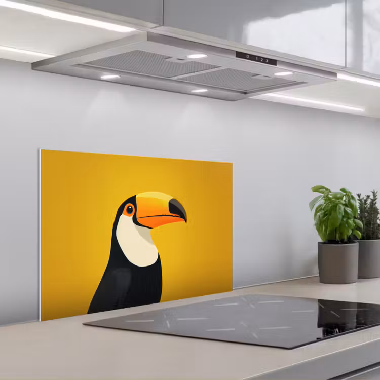 Spatscherm keuken - Toekan - Minimalistisch - Snavel - Oranje — 5