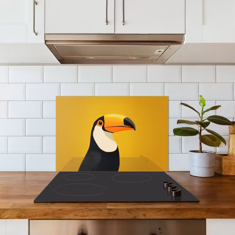 Spatscherm keuken - Toekan - Minimalistisch - Snavel - Oranje — 6