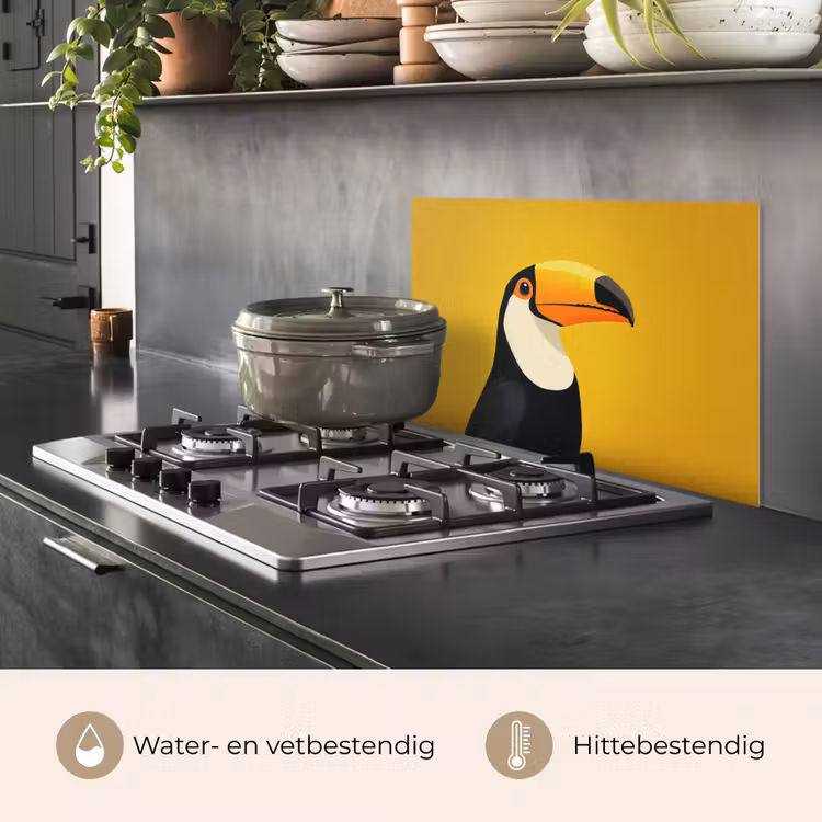 Spatscherm keuken - Toekan - Minimalistisch - Snavel - Oranje — 7