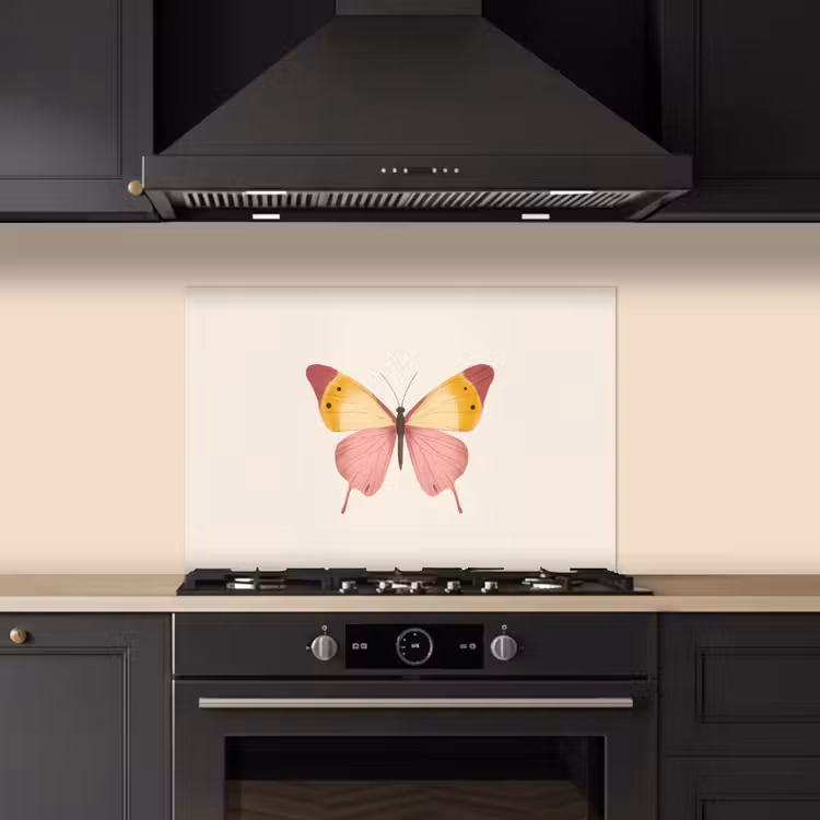 Spatscherm keuken - Vlinder - Illustratie - Roze — 2
