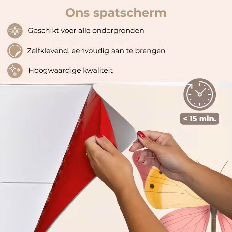 Spatscherm keuken - Vlinder - Illustratie - Roze — 4