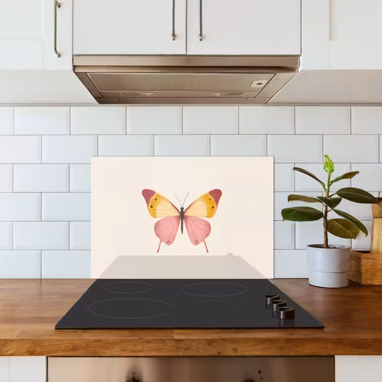 Spatscherm keuken - Vlinder - Illustratie - Roze — 6