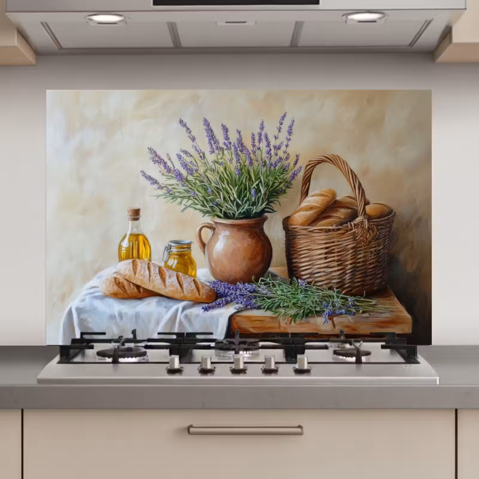 Spatscherm keuken - Lavendel - Brood - Stilleven — 1