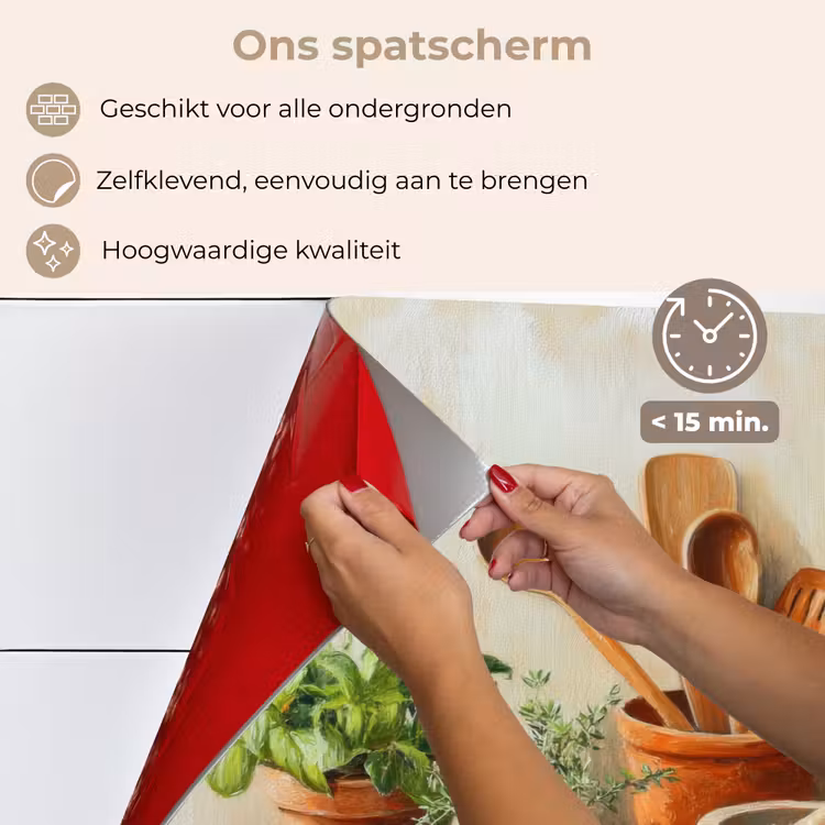 Spatscherm keuken - Potten - Kruiden - Hout — 4
