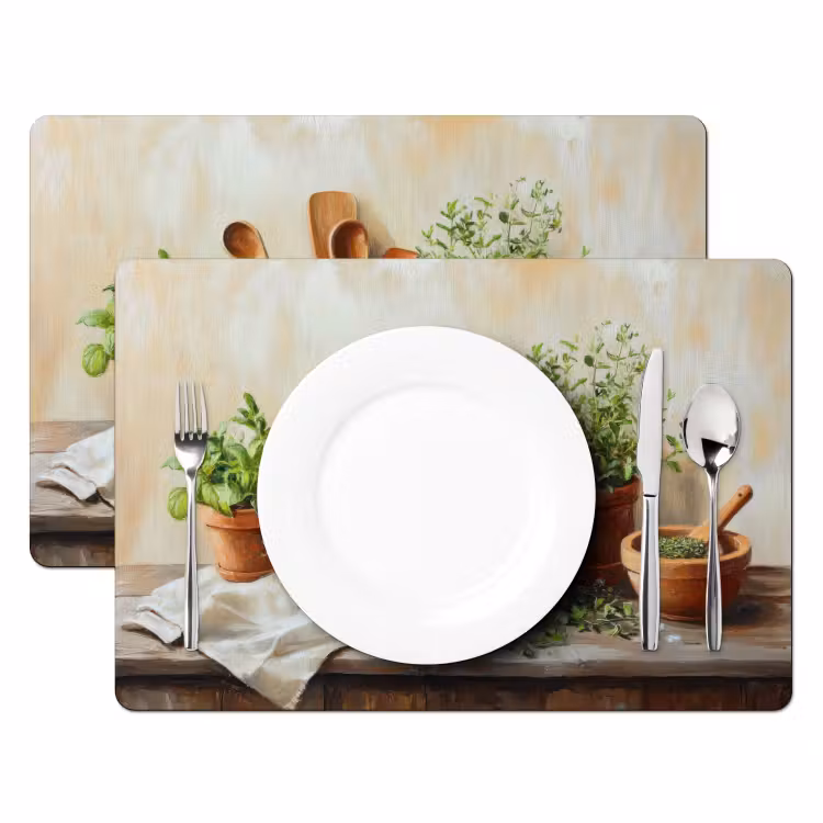 Placemat - 6 stuks - Potten - Kruiden - Hout — 2