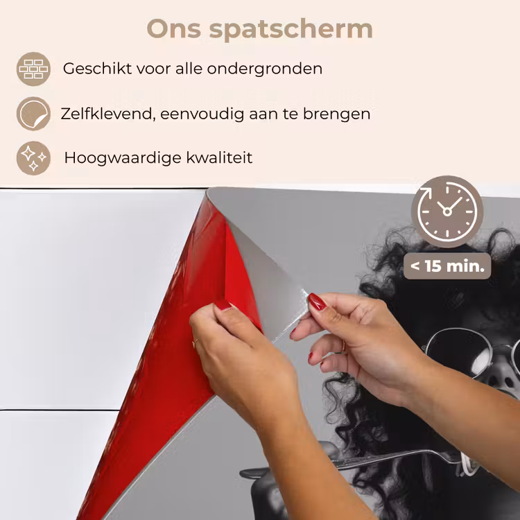 Spatscherm keuken - Vrouw - Pasta - Zwart - Wit — 4