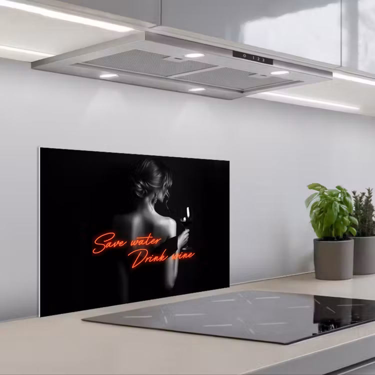 Spatscherm keuken - Wijn - Vrouw - Neon - Quote — 5