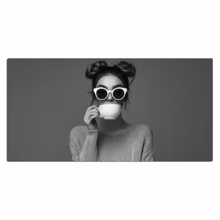Bureau onderlegger - Vrouw met Zonnebril en Koffiekopje