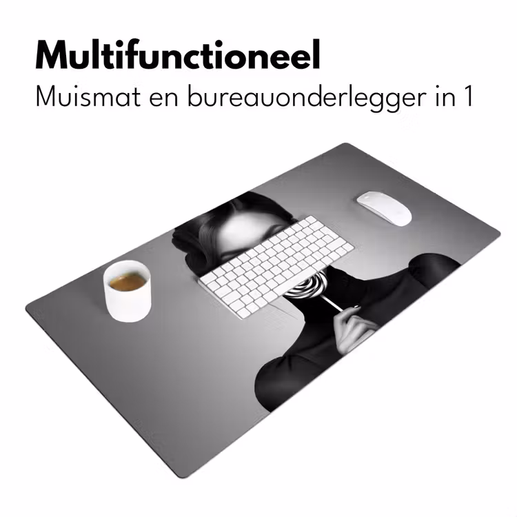 Bureau onderlegger - Vrouw met Spiraal Lolly Zwart Wit — 6