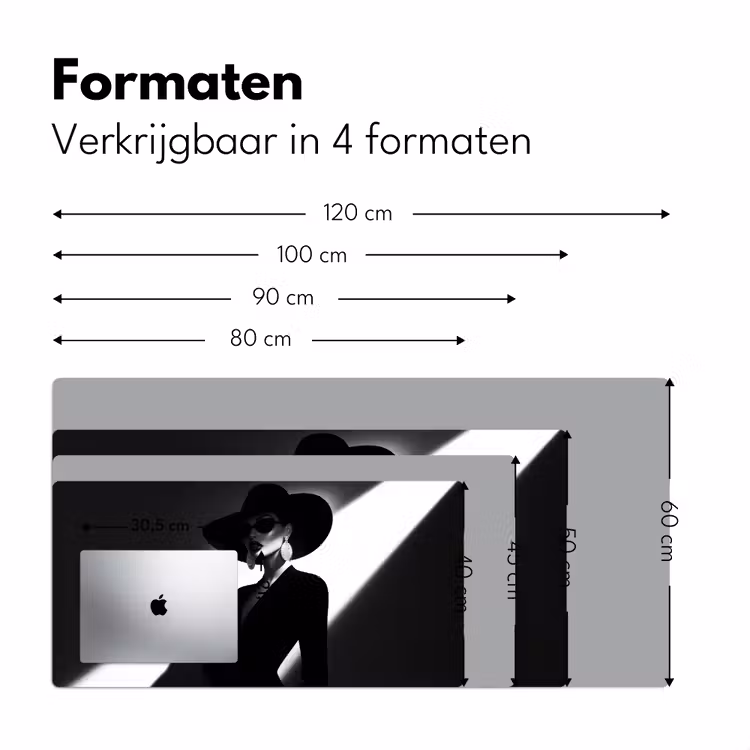 Bureau onderlegger - Vrouw met Hoed Wijnglas Zwart Wit — 7