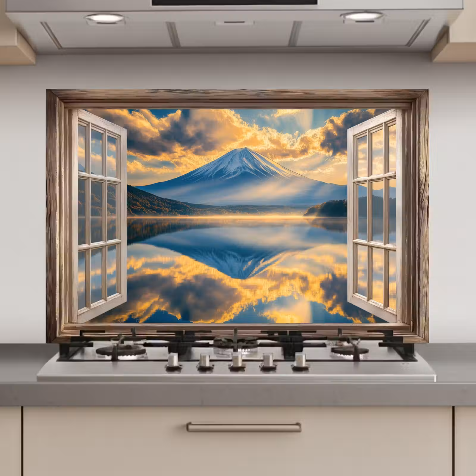 Spatscherm keuken - Doorkijk - Landschap - Bergen - Uitzicht - Raam — 1