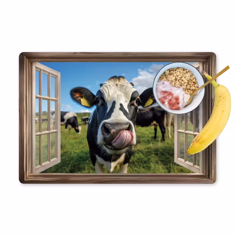 Placemat - 6 stuks - Doorkijk - Koe - Weiland - Dieren - Natuur — 1