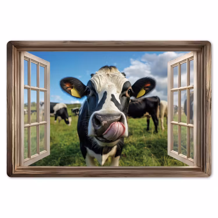 Placemat - 6 stuks - Doorkijk - Koe - Weiland - Dieren - Natuur — 7