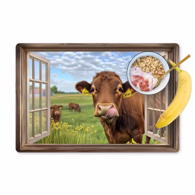 Placemat - 6 stuks - Doorkijk - Koe - Weiland - Landschap - Dieren — 1