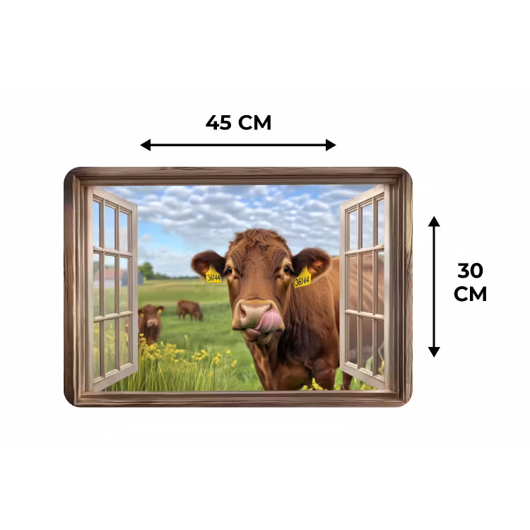 Placemat - 6 stuks - Doorkijk - Koe - Weiland - Landschap - Dieren — 3