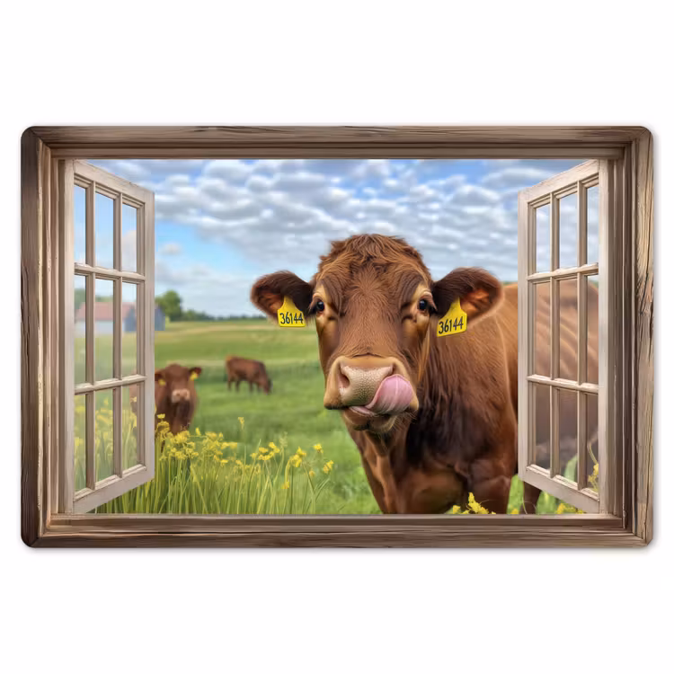 Placemat - 6 stuks - Doorkijk - Koe - Weiland - Landschap - Dieren — 7