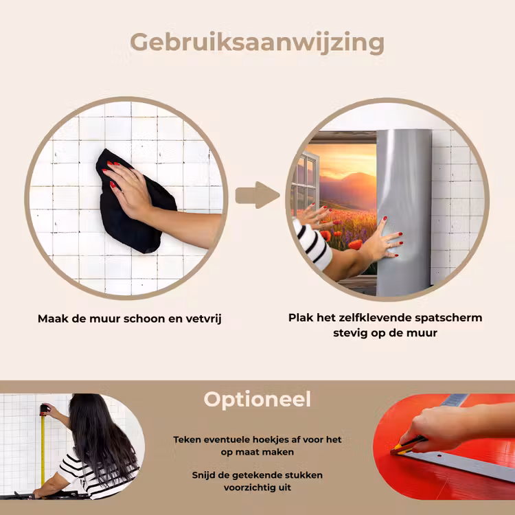 Spatscherm keuken - Doorkijk - Klaprozen - Bloemen - Rood - Open raam — 8