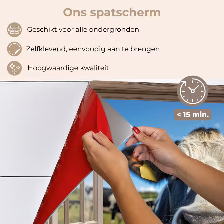 Spatscherm keuken - Doorkijk - Koe - Weiland - Dieren - Natuur — 4