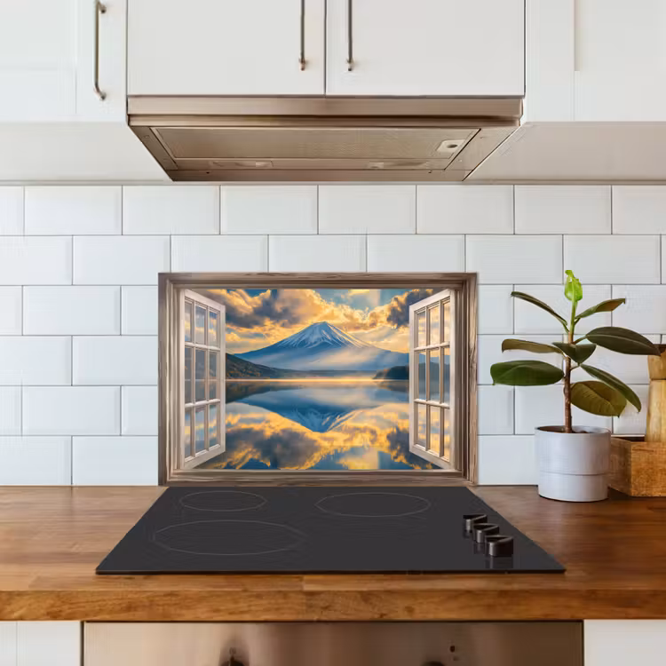 Spatscherm keuken - Doorkijk - Landschap - Bergen - Uitzicht - Raam — 6