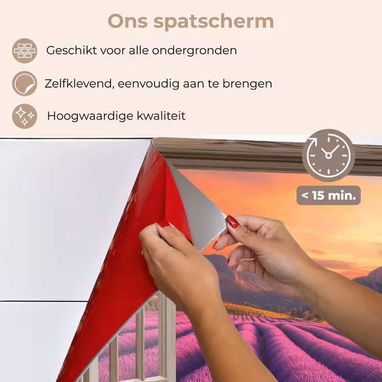 Spatscherm keuken - Doorkijk - Lavendel - Landschap - Bloemen - Paars — 4