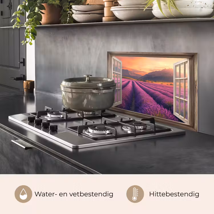 Spatscherm keuken - Doorkijk - Lavendel - Landschap - Bloemen - Paars — 7