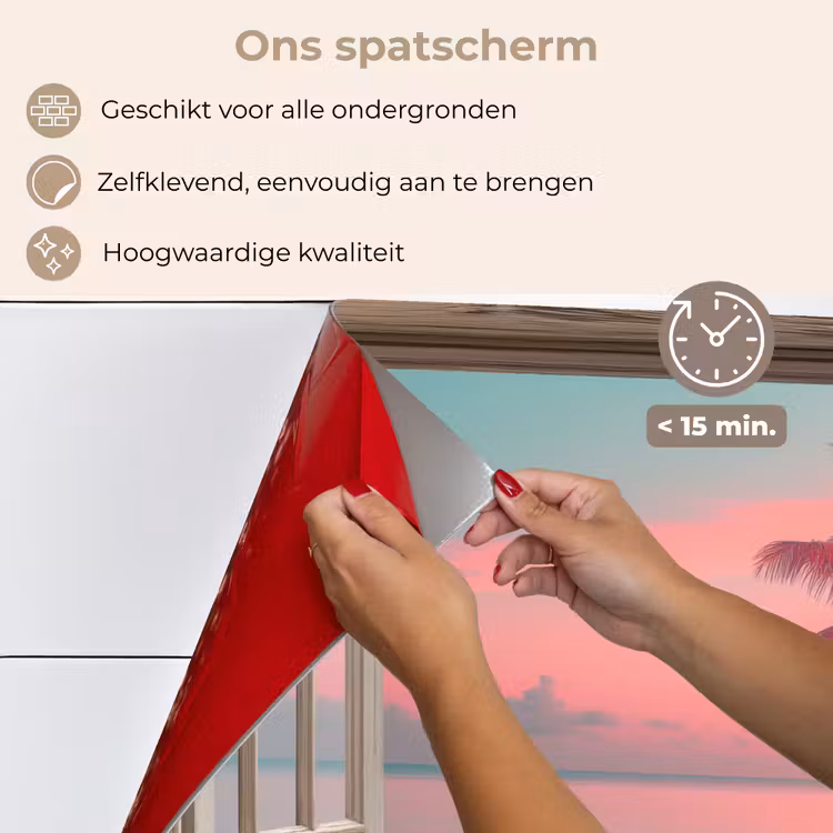 Spatscherm keuken - Doorkijk - Strand - Palmboom - Tropisch — 4