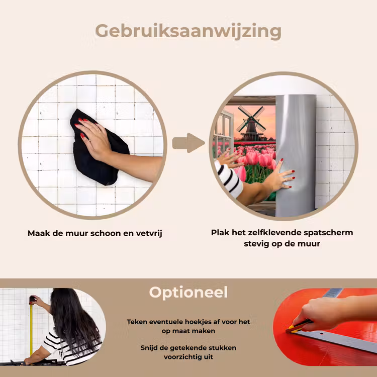 Spatscherm keuken - Doorkijk - Tulpen - Bloemen - Molen - Raam — 8