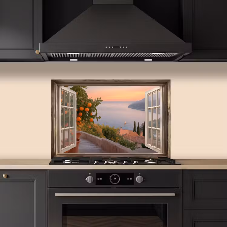 Spatscherm keuken - Doorkijk - Uitzicht - Meer - Landschap — 2