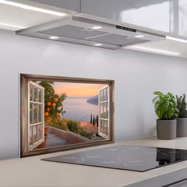Spatscherm keuken - Doorkijk - Uitzicht - Meer - Landschap — 5