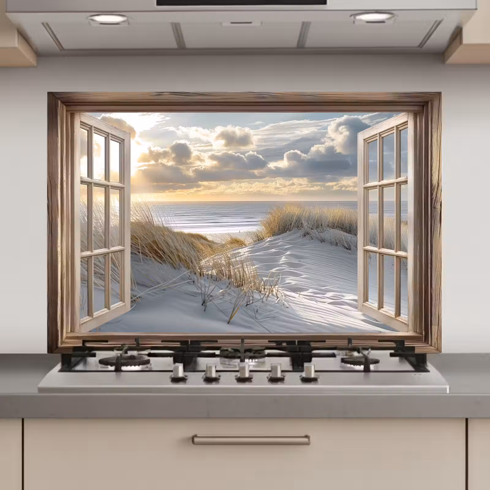 Spatscherm keuken - Doorkijk - Strand - Duinen - Zee - Natuur — 1