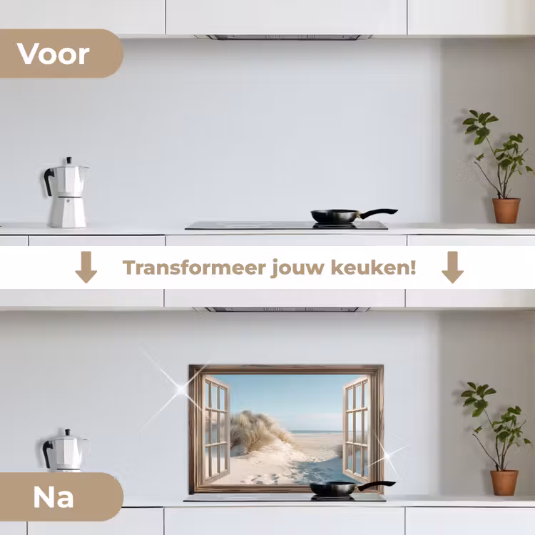 Spatscherm keuken - Doorkijk - Helmgras - Duinen - Zee - Landschap — 3