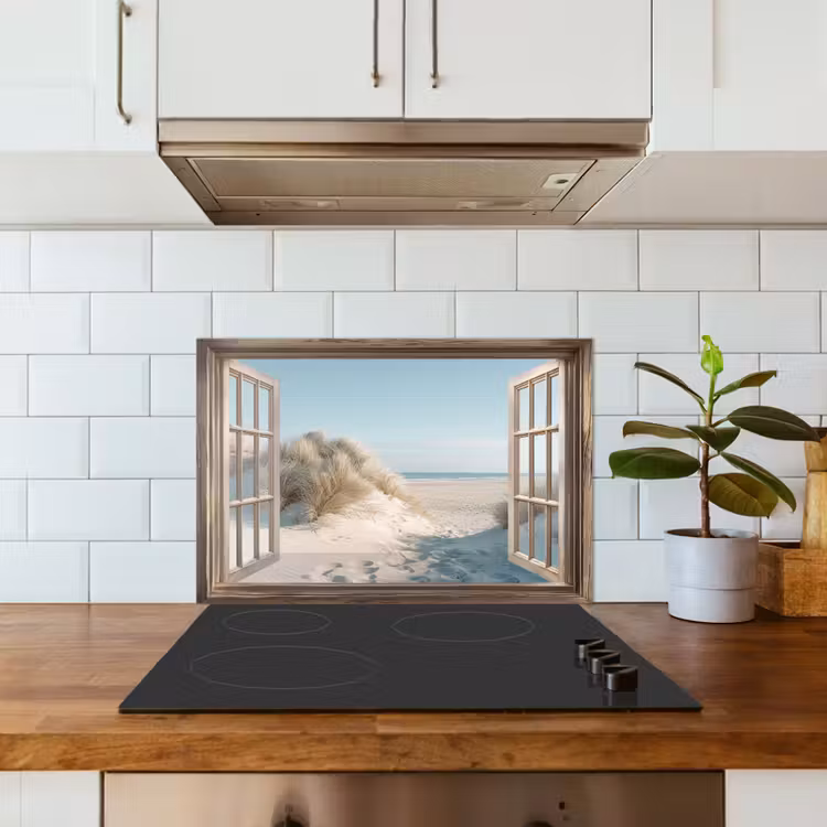 Spatscherm keuken - Doorkijk - Helmgras - Duinen - Zee - Landschap — 6