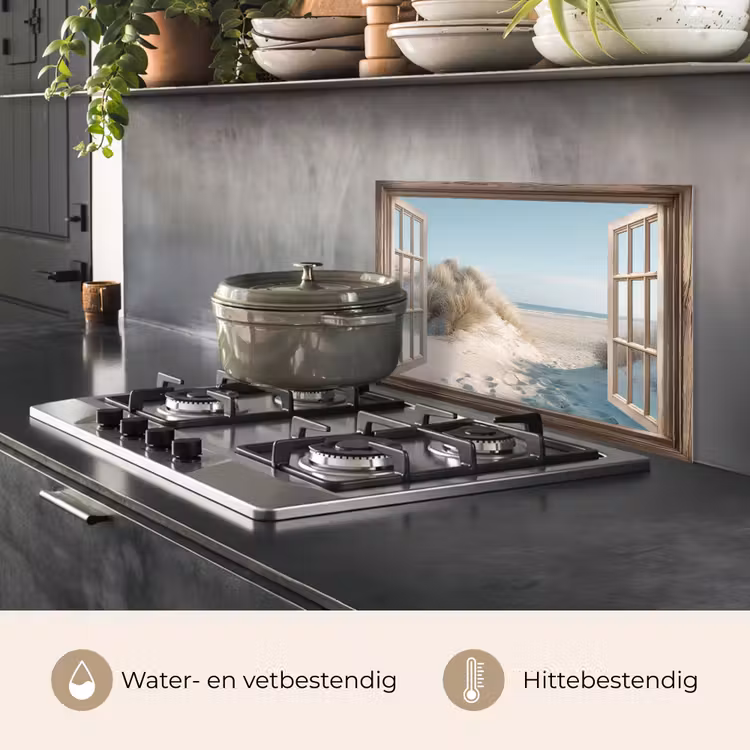 Spatscherm keuken - Doorkijk - Helmgras - Duinen - Zee - Landschap — 7