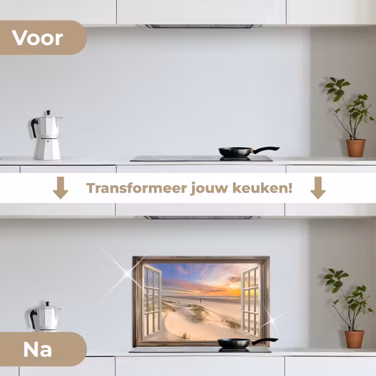 Spatscherm keuken - Doorkijk - Strand - Duinen - Natuur - Landschap — 3