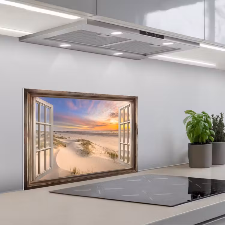 Spatscherm keuken - Doorkijk - Strand - Duinen - Natuur - Landschap — 5