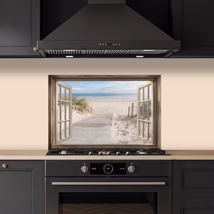 Spatscherm keuken - Doorkijk - Strand - Duinen - Pad - Landschap — 2