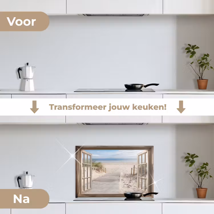 Spatscherm keuken - Doorkijk - Strand - Duinen - Pad - Landschap — 3
