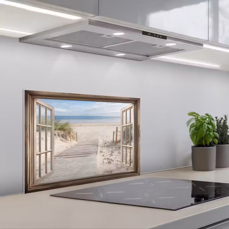 Spatscherm keuken - Doorkijk - Strand - Duinen - Pad - Landschap — 5