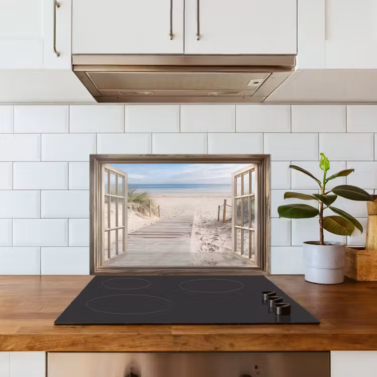 Spatscherm keuken - Doorkijk - Strand - Duinen - Pad - Landschap — 6