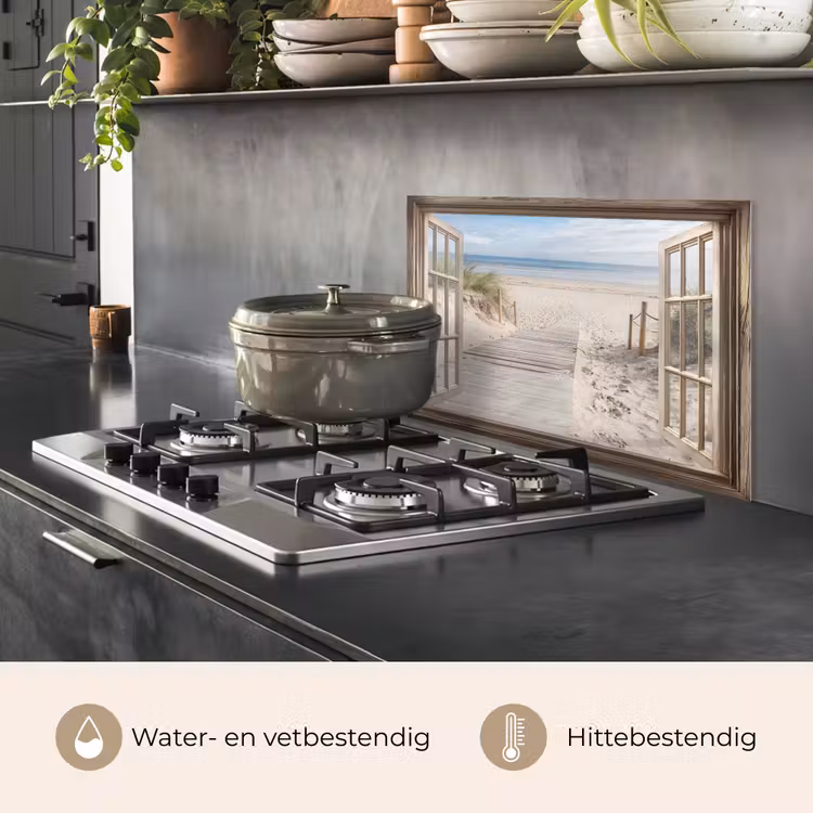Spatscherm keuken - Doorkijk - Strand - Duinen - Pad - Landschap — 7