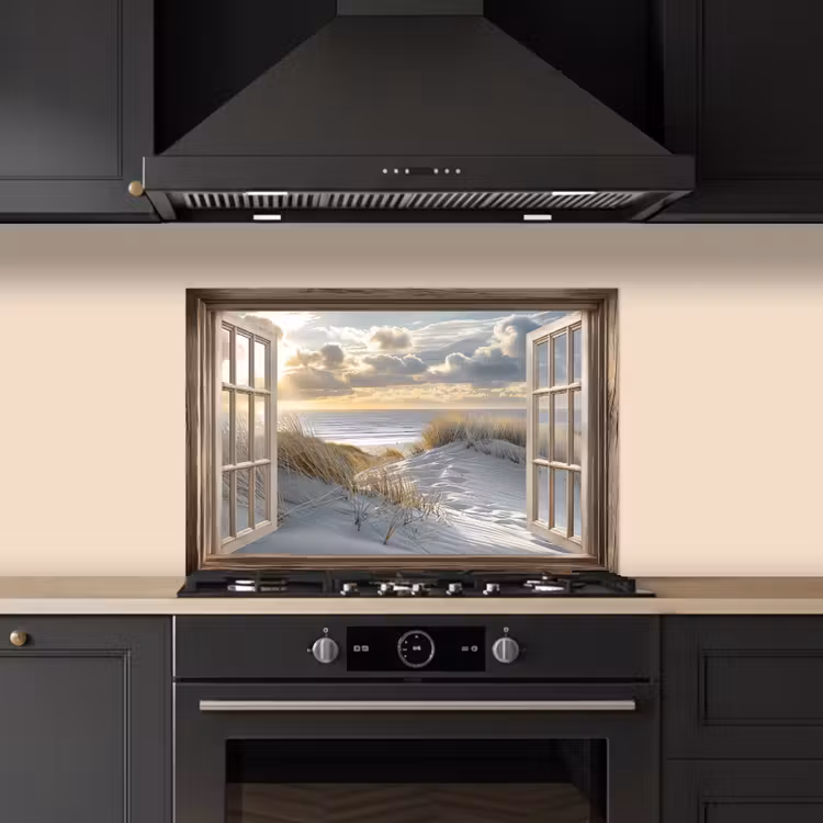 Spatscherm keuken - Doorkijk - Strand - Duinen - Zee - Natuur — 2