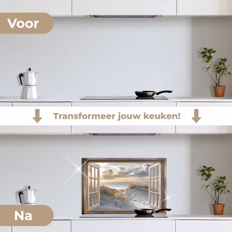 Spatscherm keuken - Doorkijk - Strand - Duinen - Zee - Natuur — 3