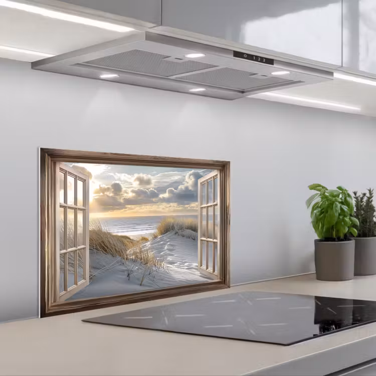 Spatscherm keuken - Doorkijk - Strand - Duinen - Zee - Natuur — 5