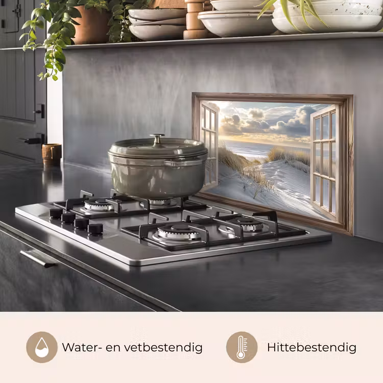 Spatscherm keuken - Doorkijk - Strand - Duinen - Zee - Natuur — 7