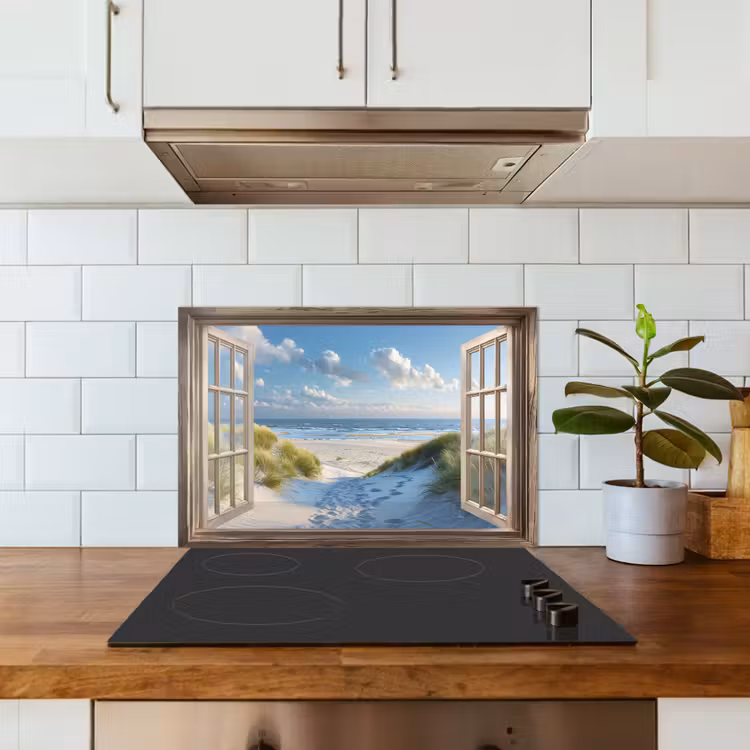 Spatscherm keuken - Doorkijk - Strand - Raam - Duinen - Zee — 6