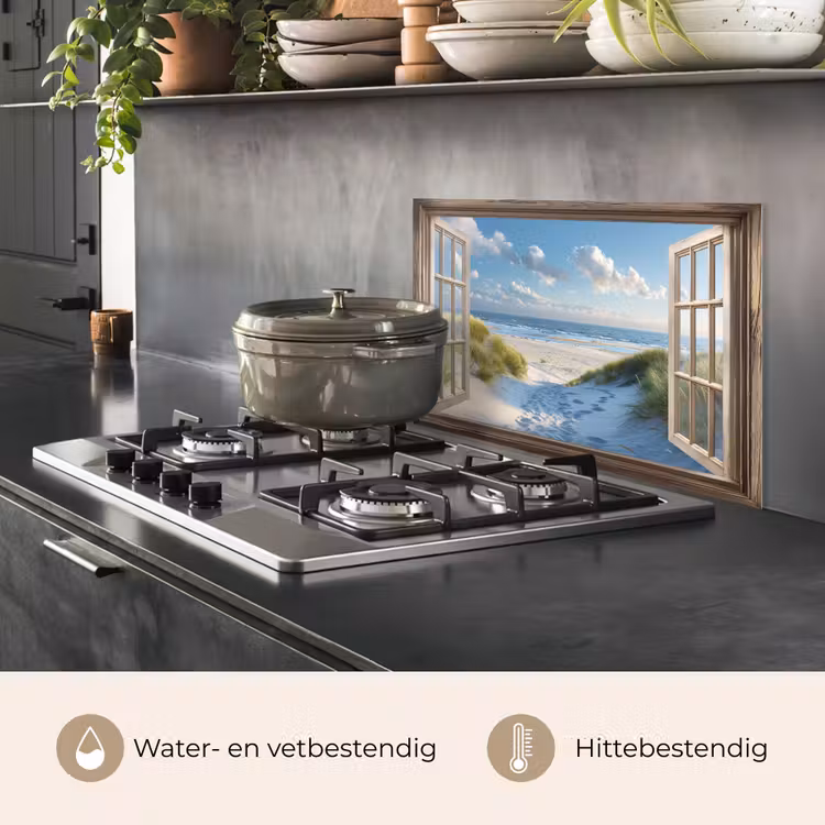 Spatscherm keuken - Doorkijk - Strand - Raam - Duinen - Zee — 7