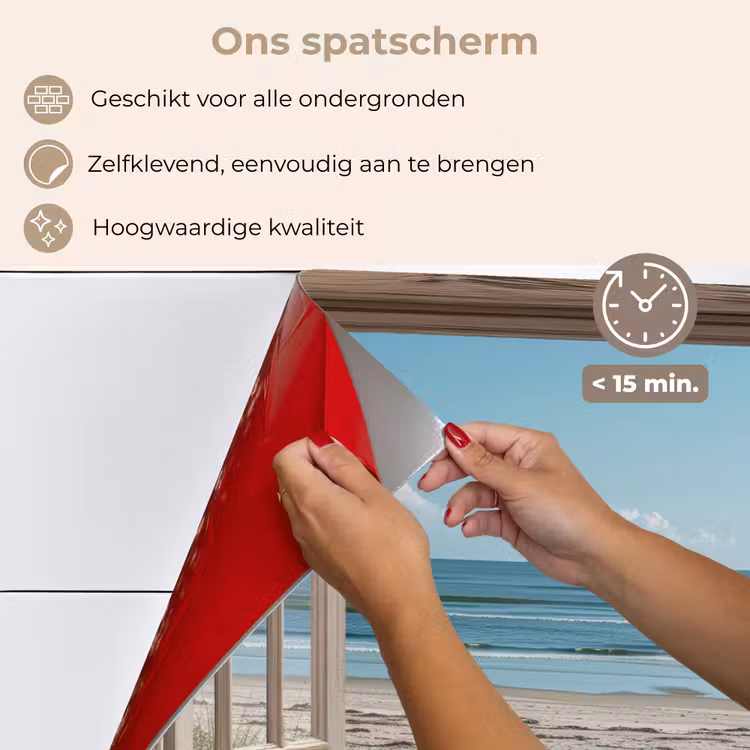 Spatscherm keuken - Doorkijk - Strandstoelen - Duinen - Zee - Natuur — 4